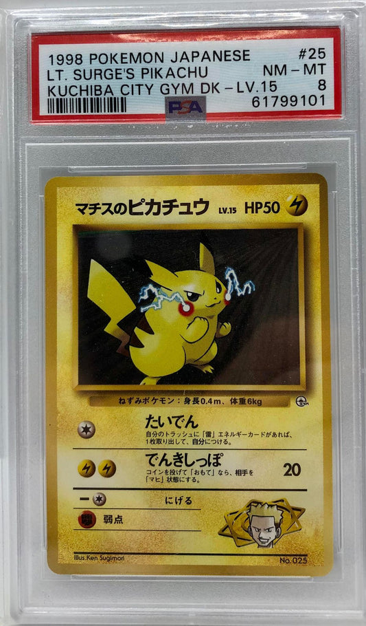 Lt Surge's Pikachu 025 PSA 8