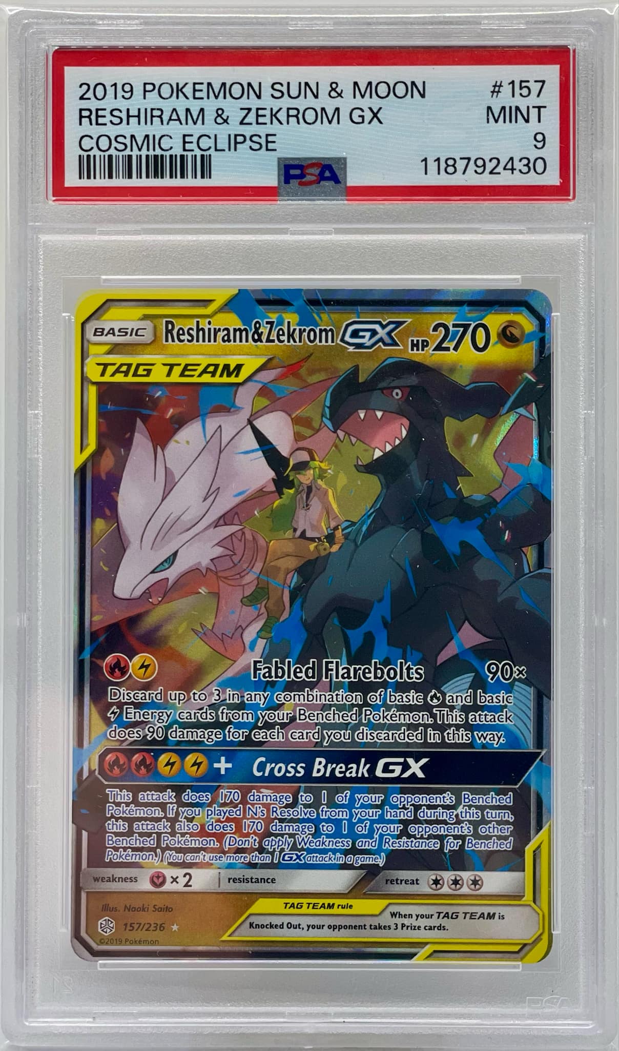 Reshiram & Zekrom GX 157/236 PSA 9