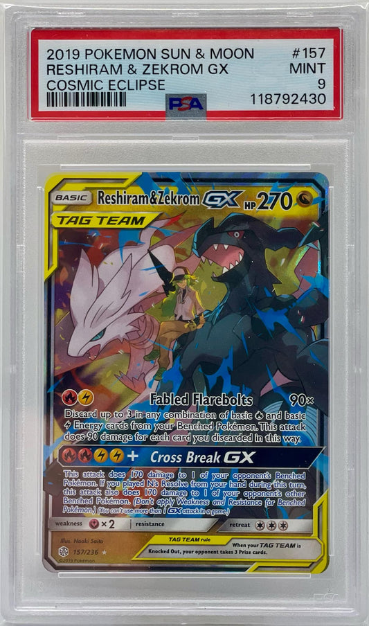 Reshiram & Zekrom GX 157/236 PSA 9