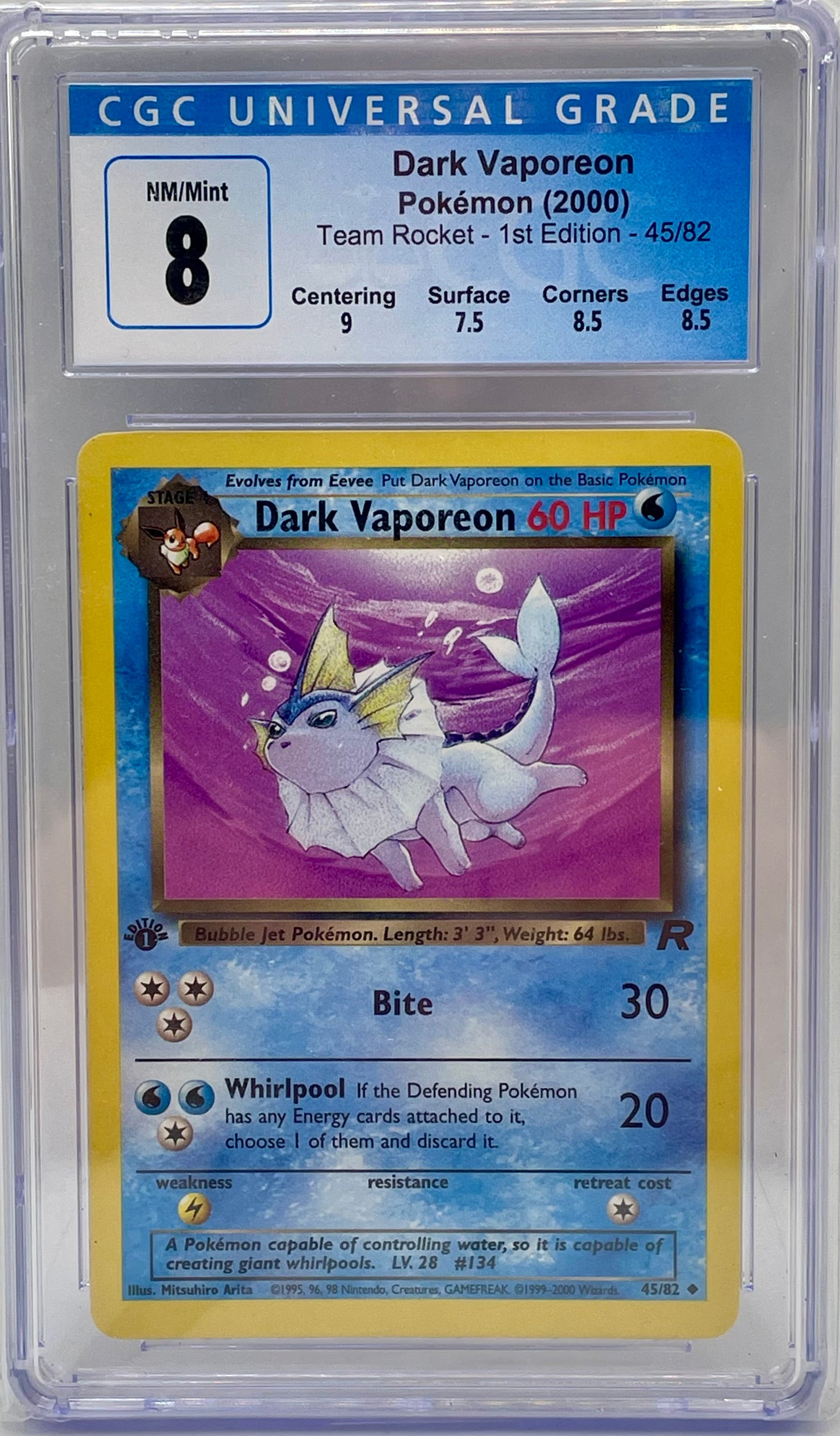 Dark Vaporeon 1st Edition CGC 8